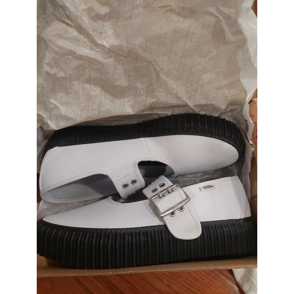 VANS Mary Jane Creeper Shoe Grunge Ballet White/Black Women’s NEW Sz 9.5
